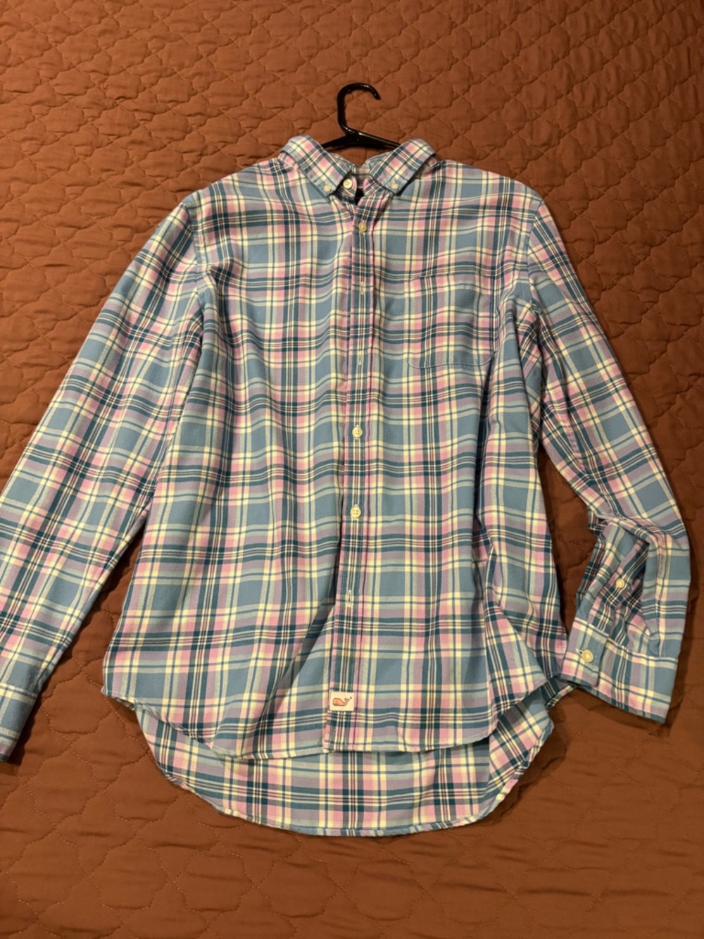Vineyard Vines Blue and Pink Plaid Button-Down Shirt
